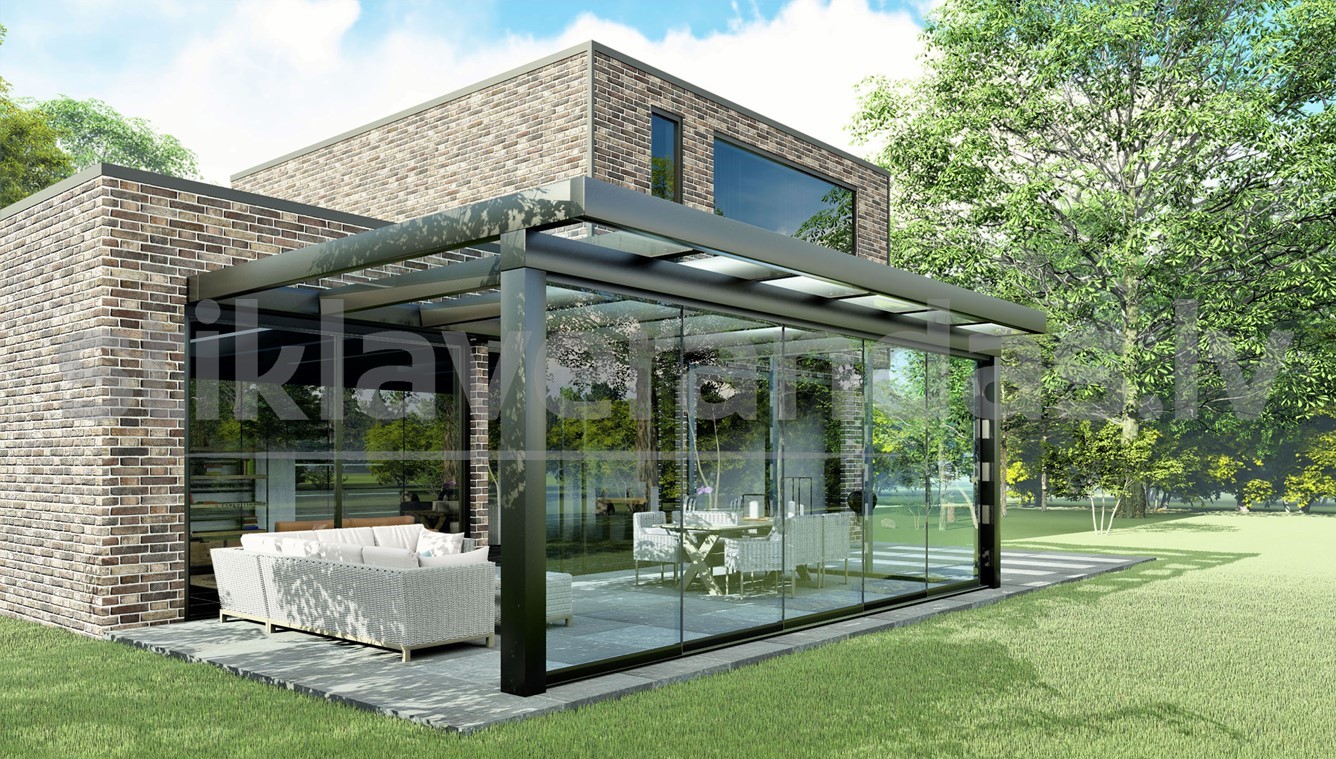 Stikla Verandas Nojume Horizontals Jumts Ultra 6