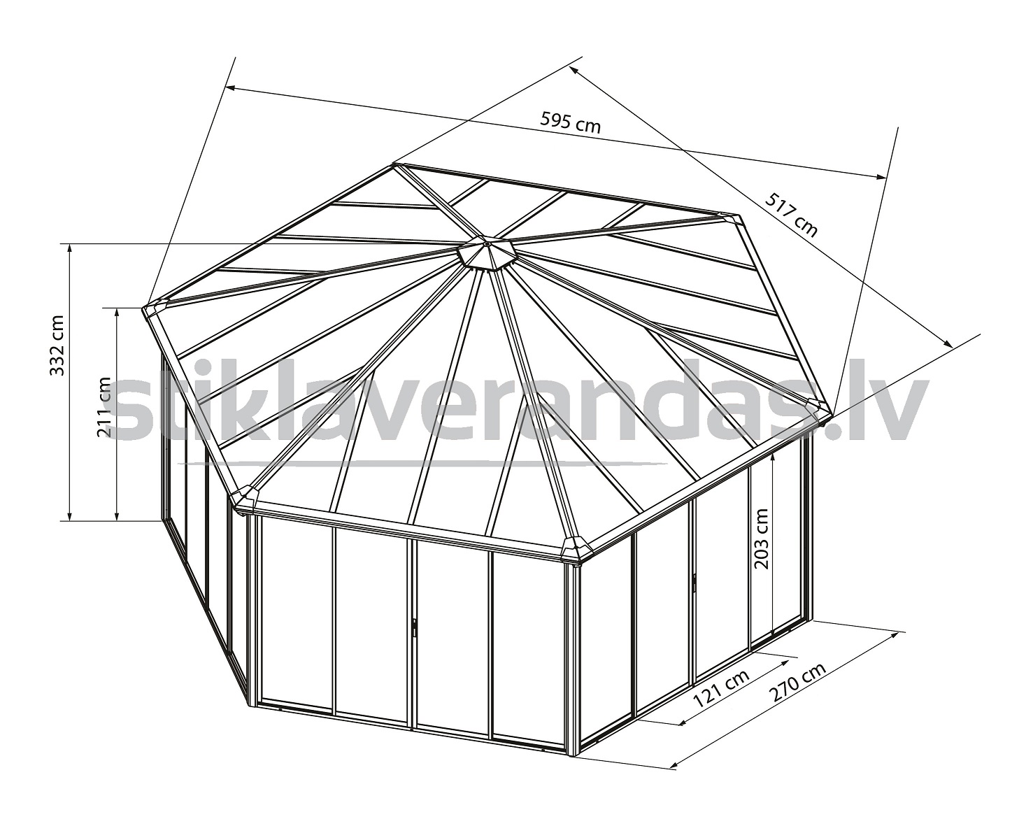 stikla verandas aluminija paviljons marta