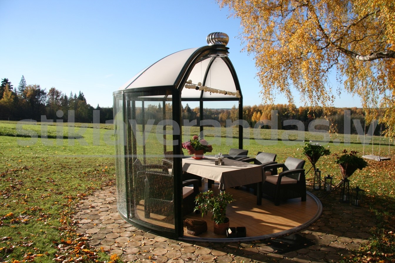 Paviljons Rondo Apals Grozams Stikla Verandas 7