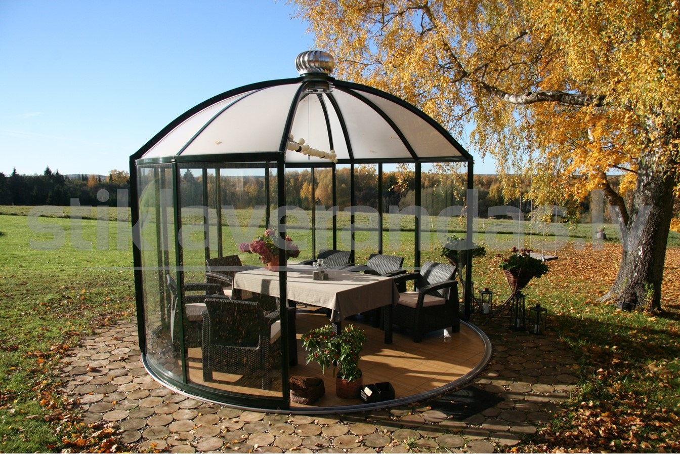 Paviljons Rondo Apals Grozams Stikla Verandas 8