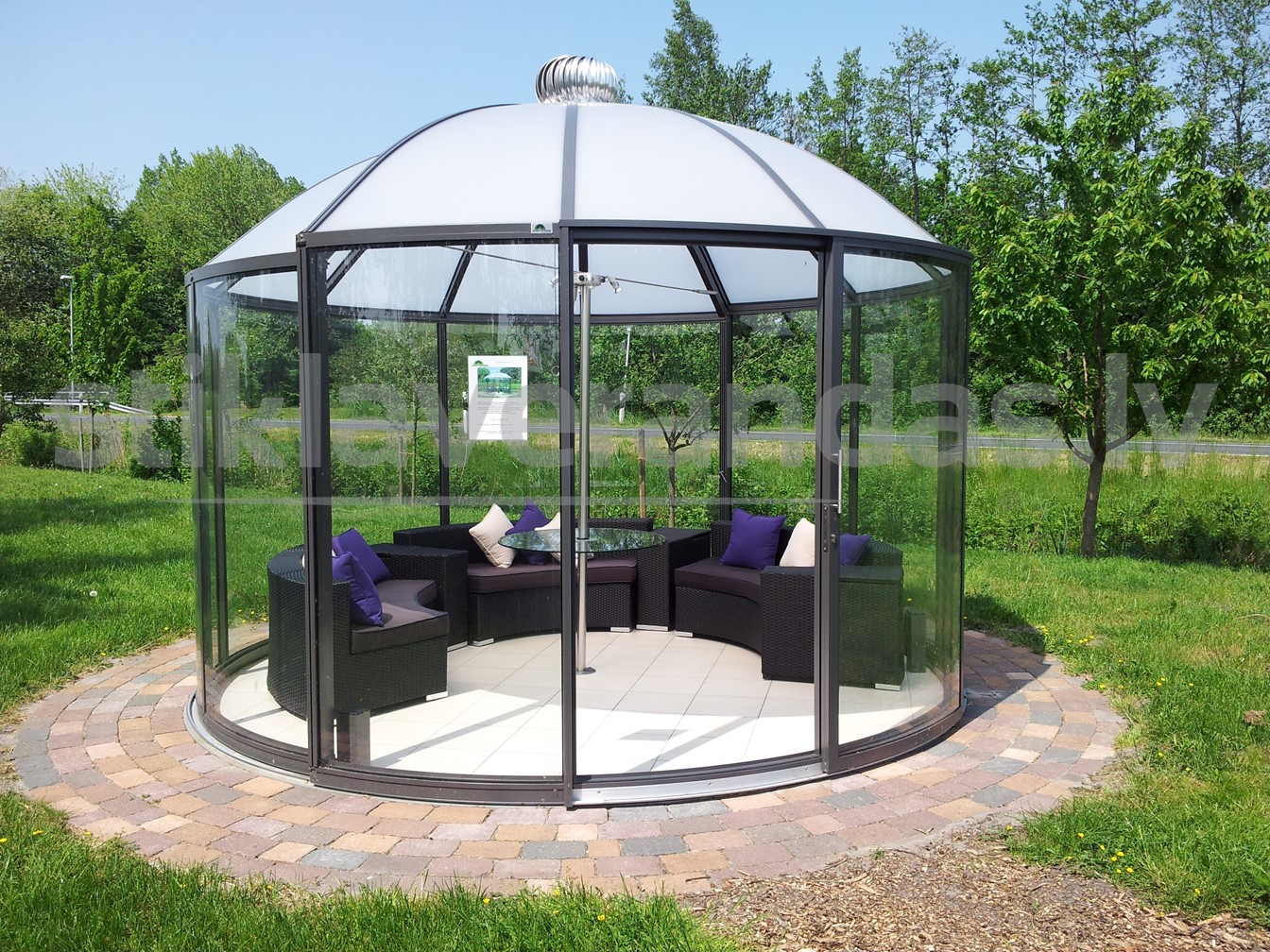 Paviljons Rondo Apals Grozams Stikla Verandas 9