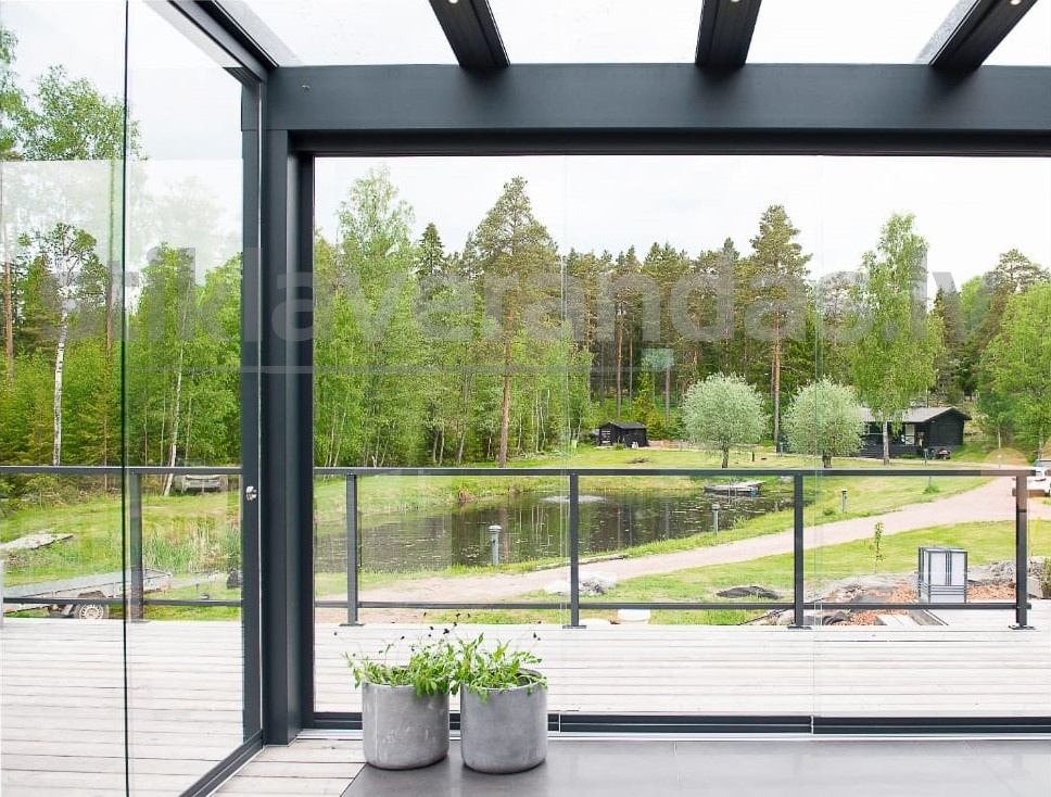 Stikla Verandas Terases Iestiklosana Horizontals jumts veranda Ultra