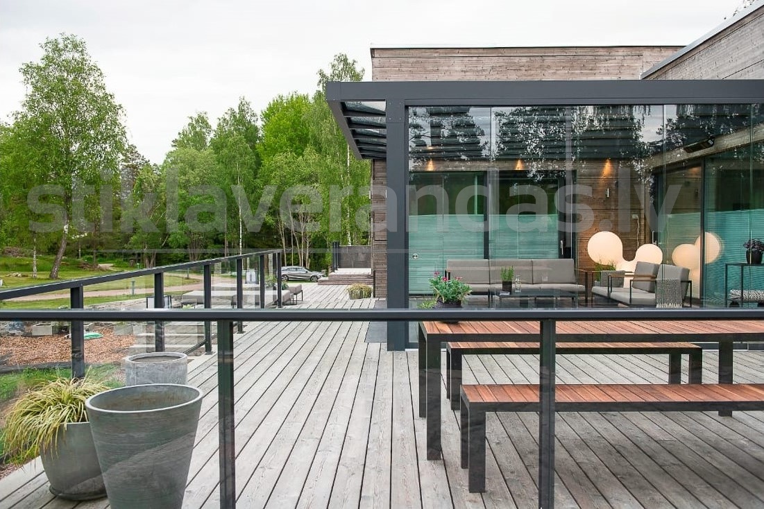 Stikla Verandas Terases Iestiklosana Horizontals jumts veranda Ultra