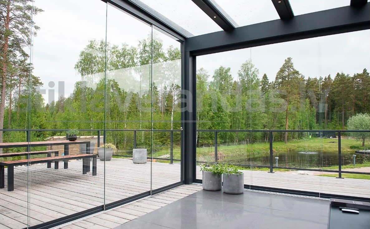 Stikla Verandas Terases Iestiklosana Horizontals jumts veranda Ultra