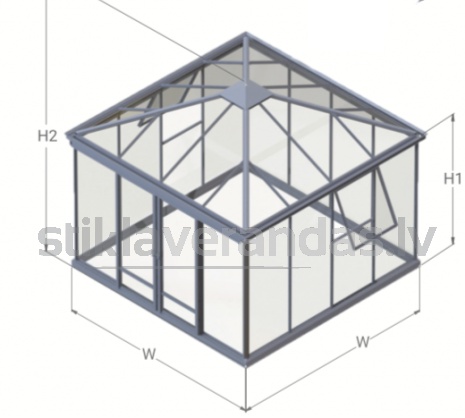 Paviljons Aluminija Stikla Kvadrats 1