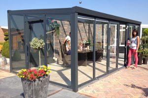 With hinged door